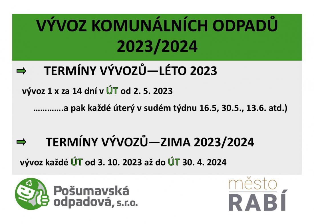 Aktualita Zahájení letního režimu vývozu směsného odpadu